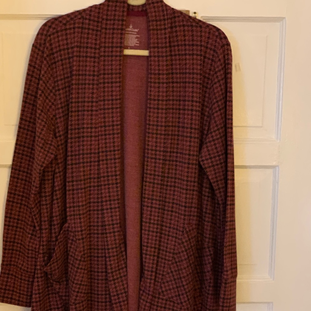 Cuddl Duds Womens Open Front Cardigan with pockets/ Thumb Hole L